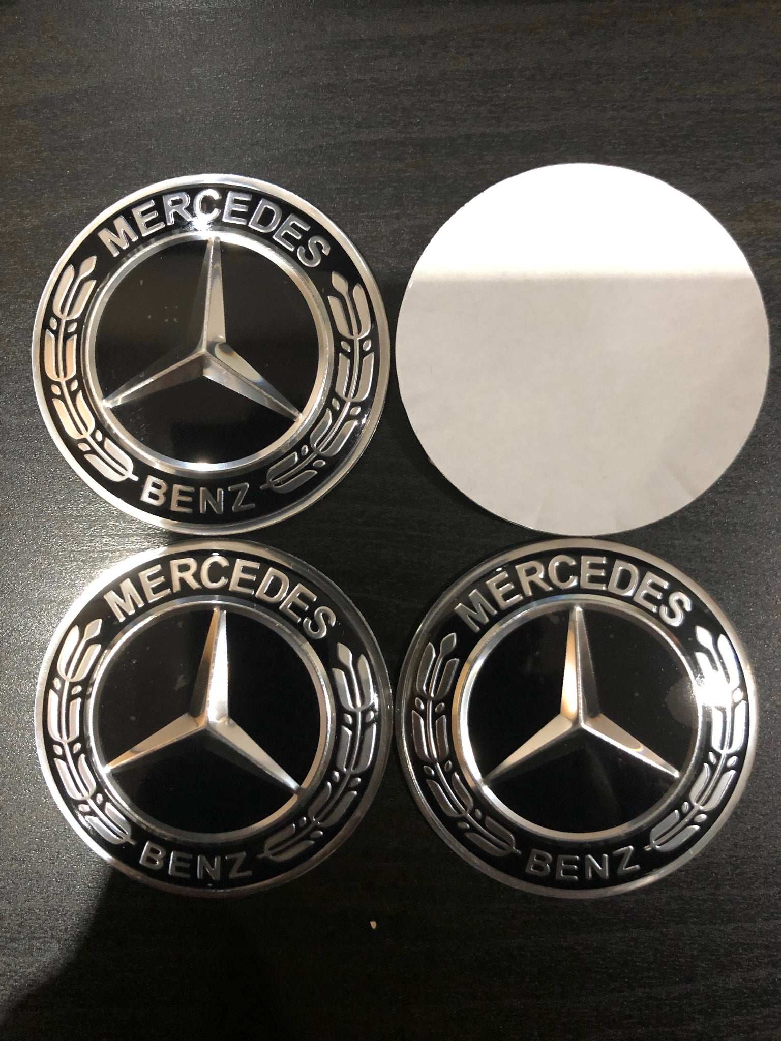 4 Stickers bleu Centre de Roue Moyeu wheel cap Mercedes 65mm